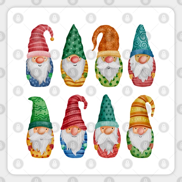 Christmas Gnomes Collection Magnet by Mako Design 